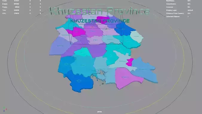 Khuzestan Province  Iran map region geography political 3D model