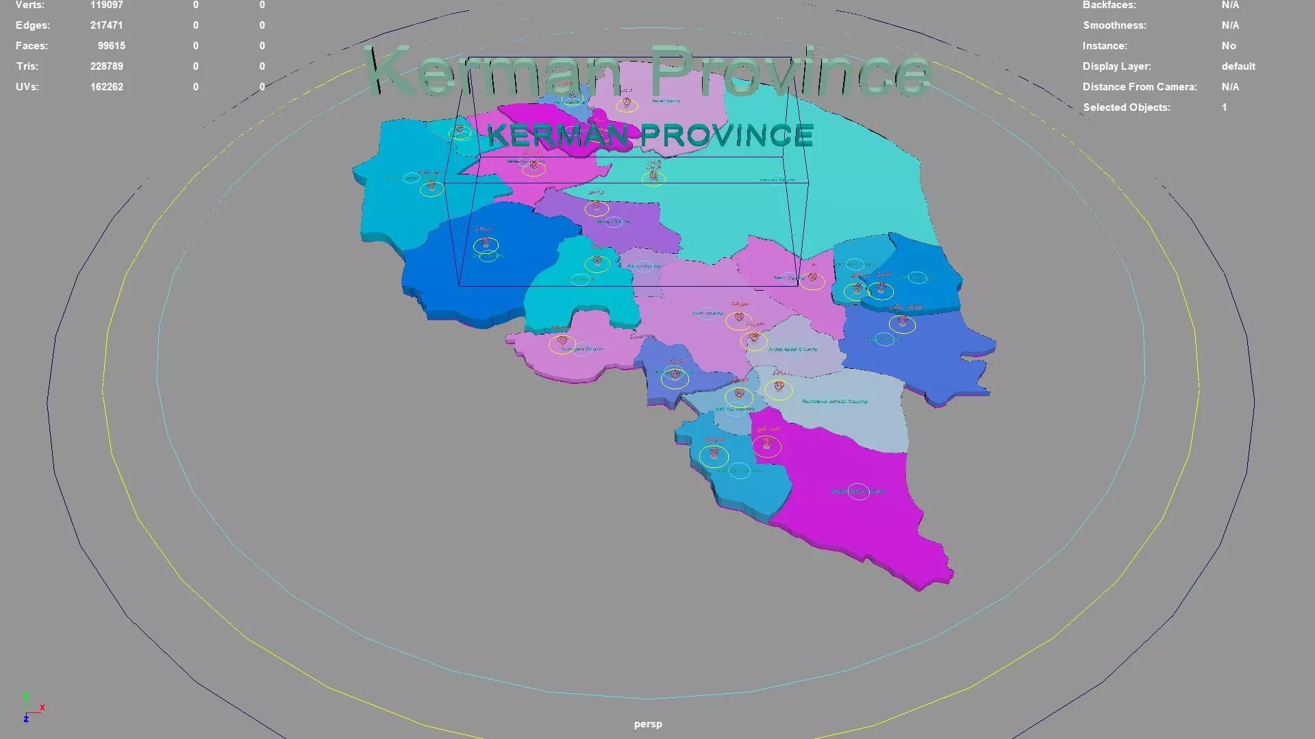 Kerman Province  Iran map region geography political geographic 3D model_0