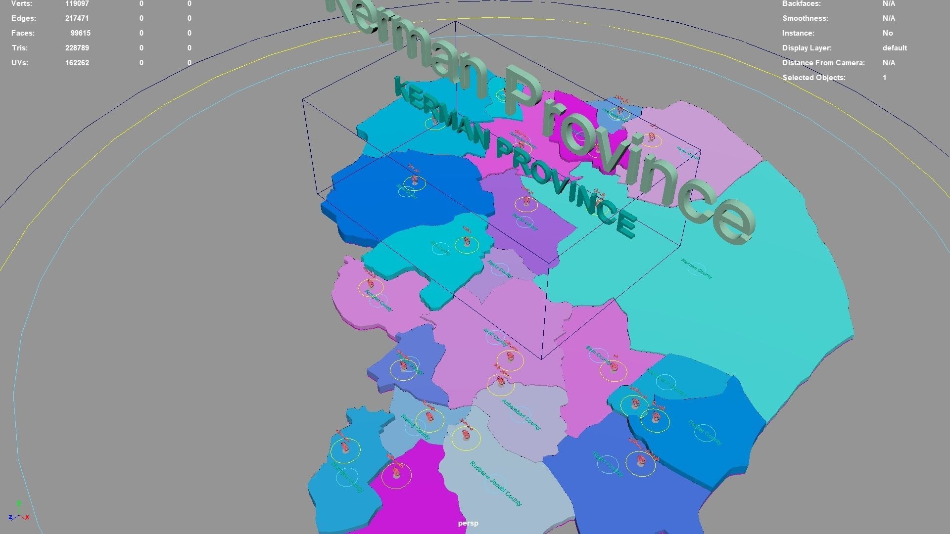 Kerman Province  Iran map region geography political geographic 3D model_2