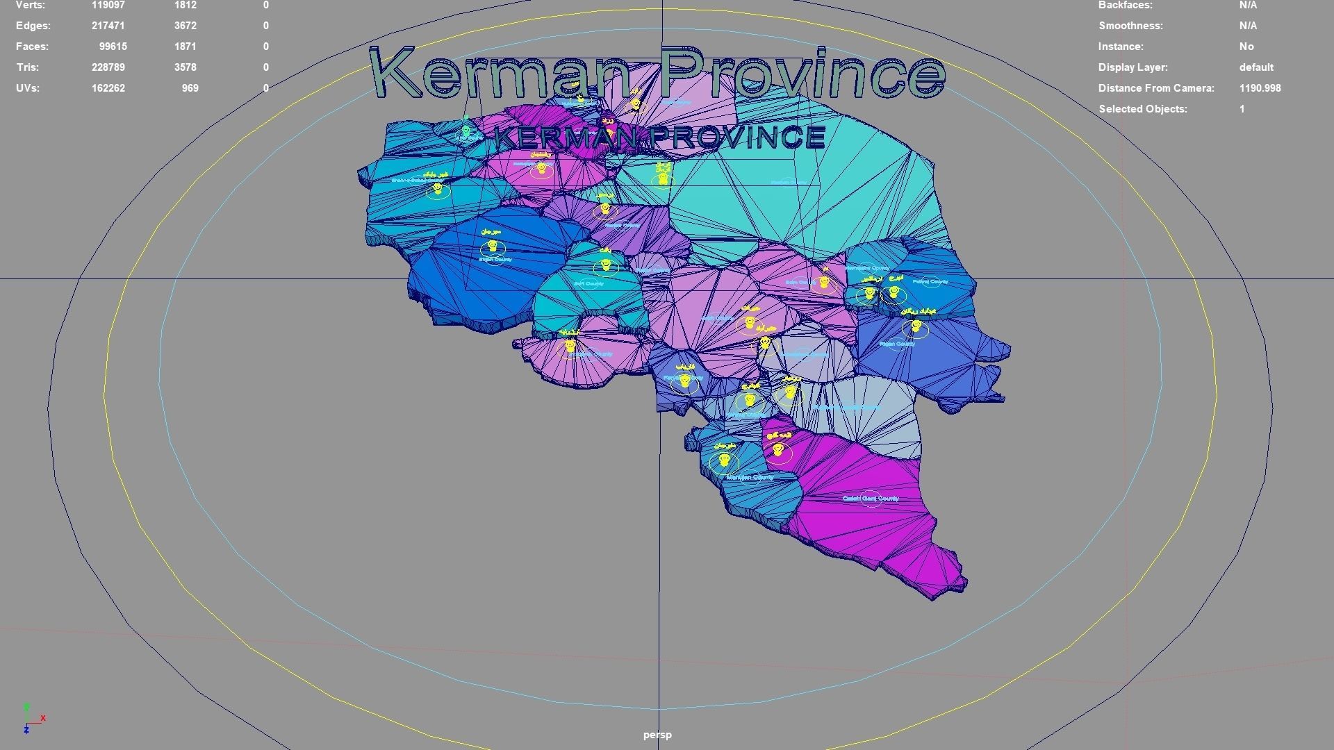 Kerman Province  Iran map region geography political geographic 3D model_3