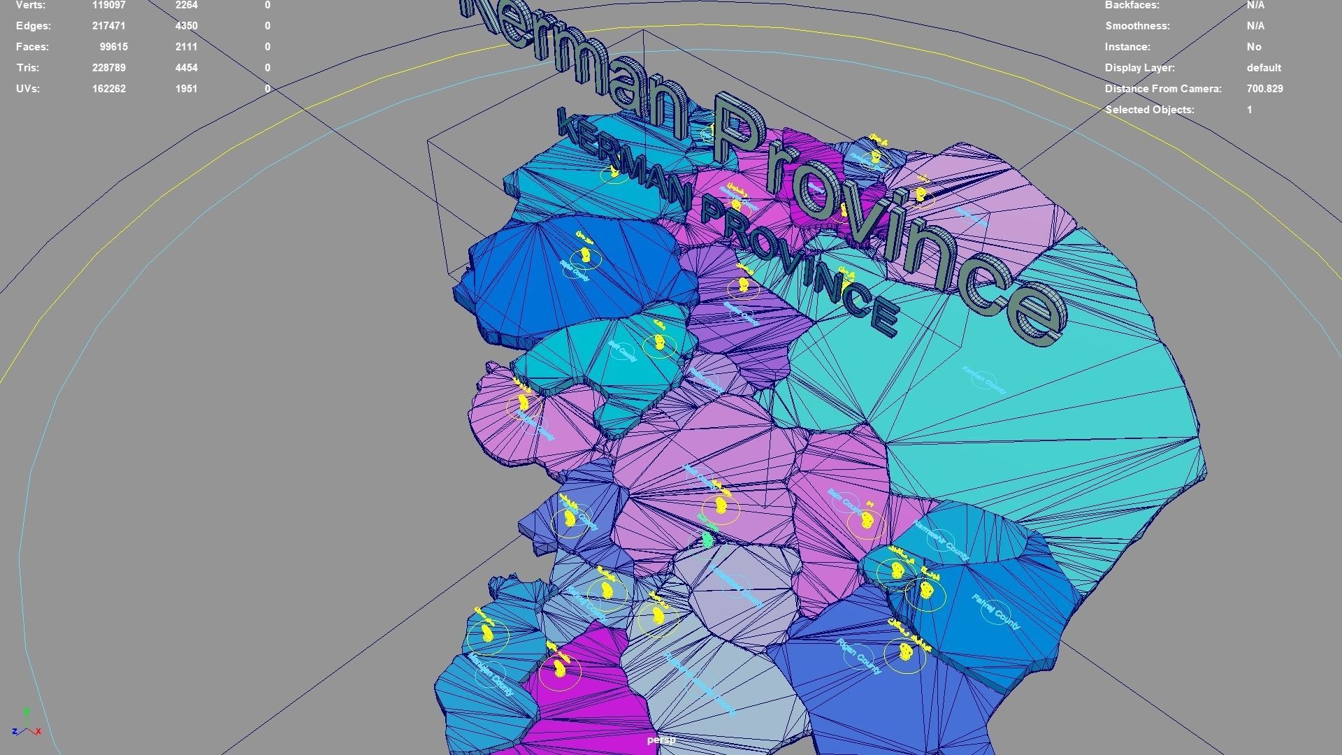 Kerman Province  Iran map region geography political geographic 3D model_5