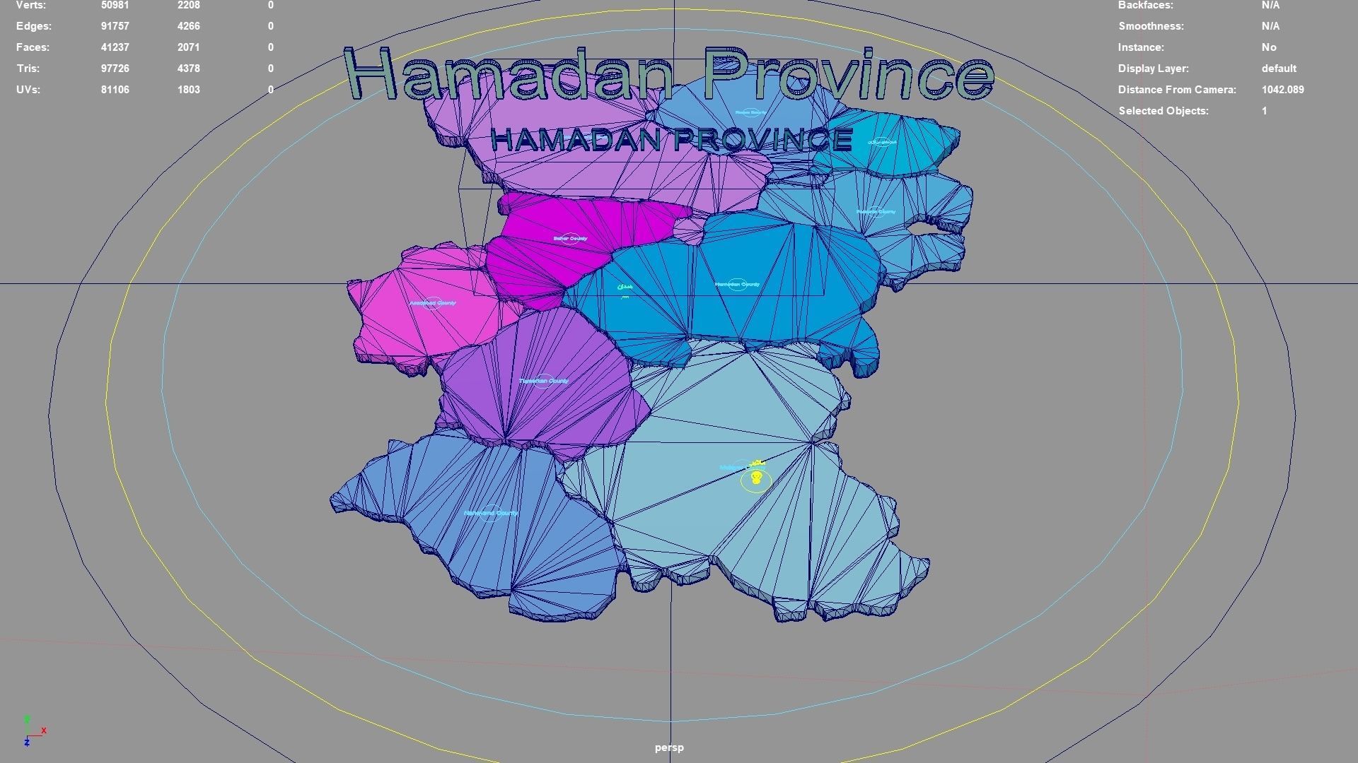 Hamadan Province  Iran map region geography political geographic 3D model_3