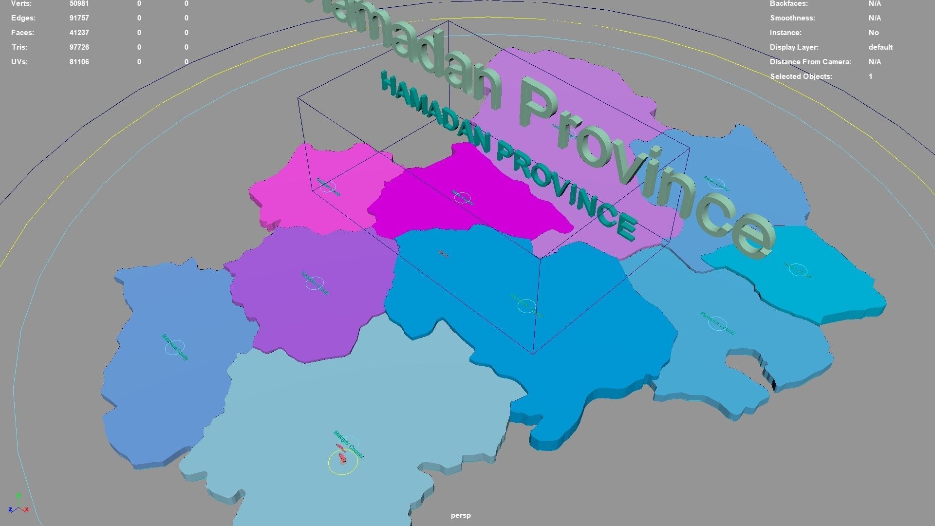 Hamadan Province  Iran map region geography political geographic 3D model_2