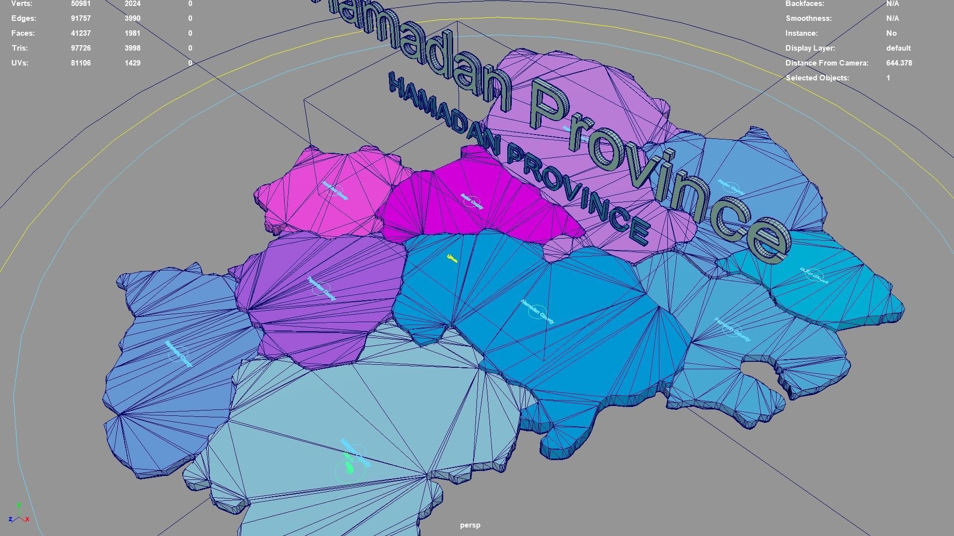 Hamadan Province  Iran map region geography political geographic 3D model_5