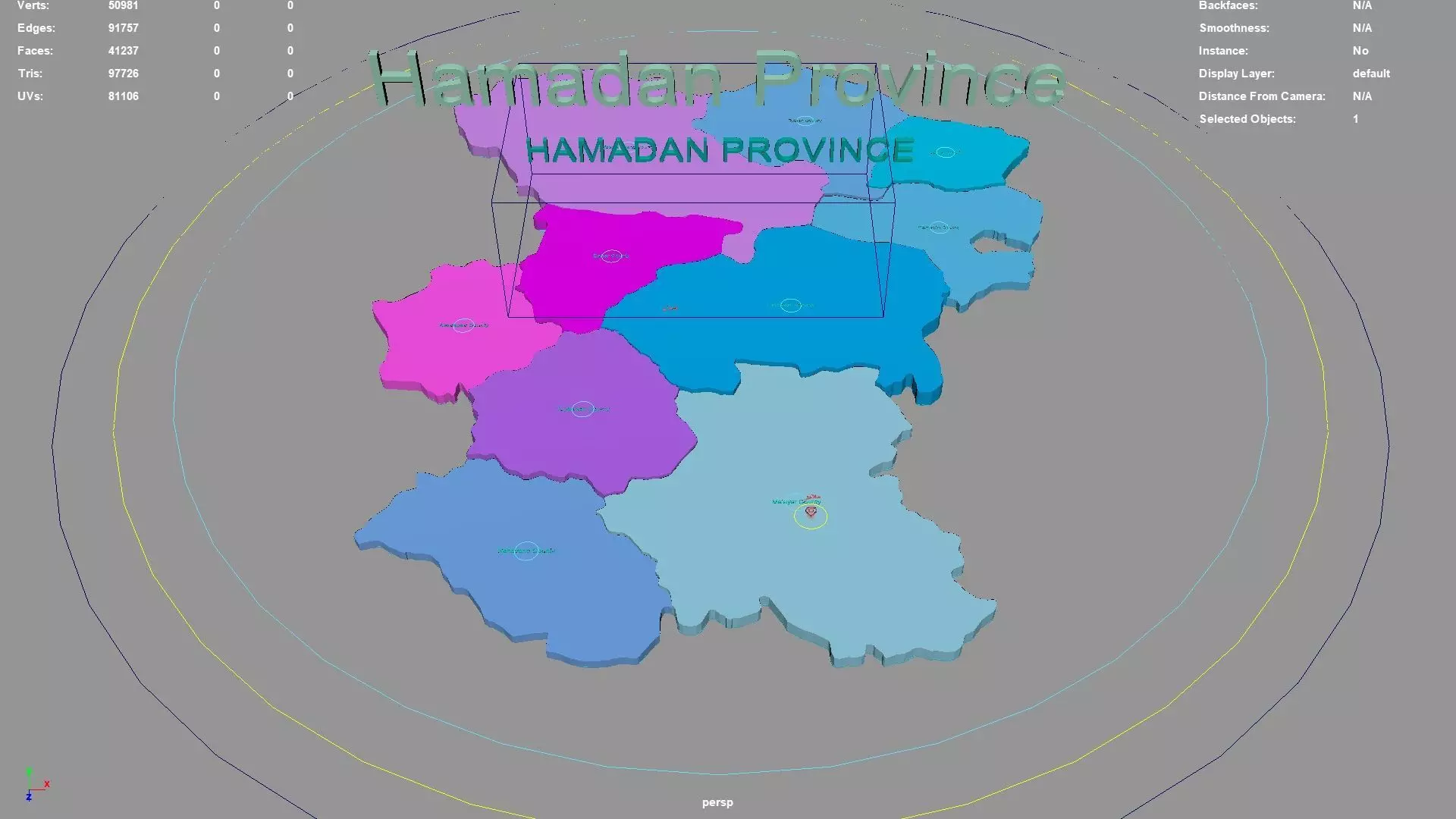 Hamadan Province  Iran map region geography political geographic 3D model_0