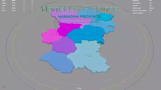 Hamadan Province  Iran map region geography political geographic 3D model