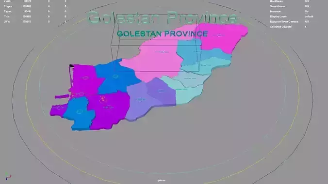 Golestan Province  Iran map region geography political 3D model