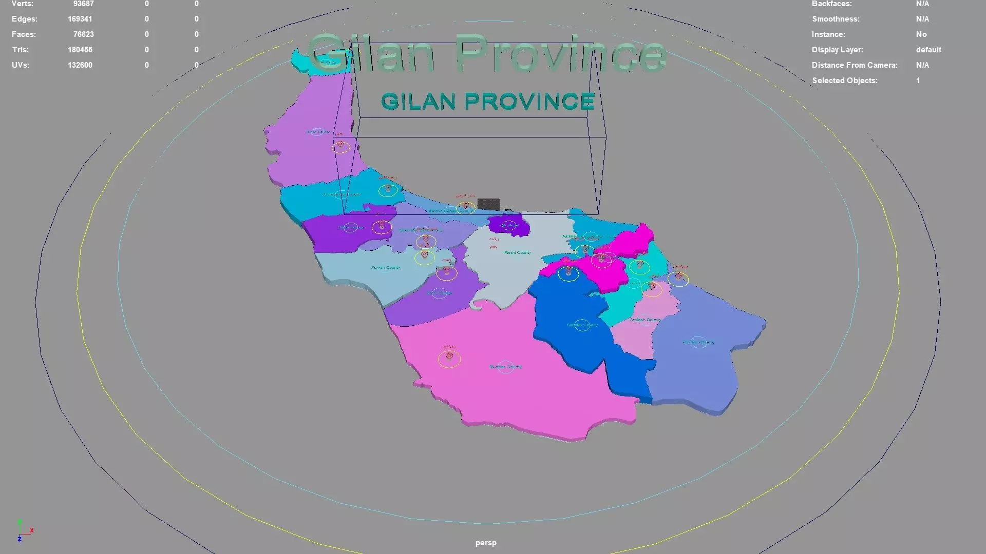 Gilan Province  Iran map region geography political geographic 3D model_0