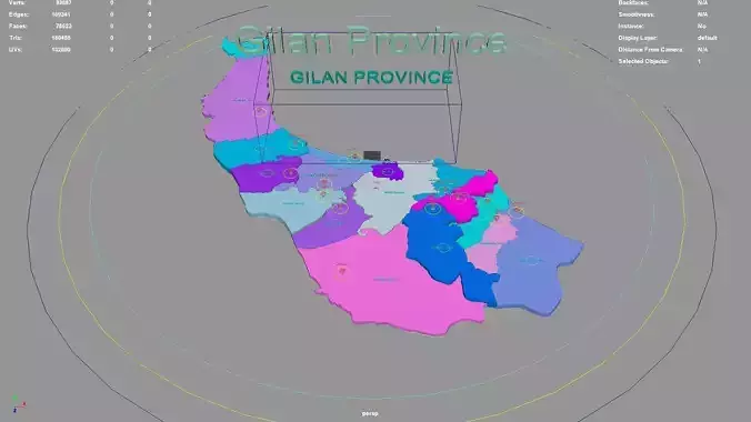 Gilan Province  Iran map region geography political geographic 3D model