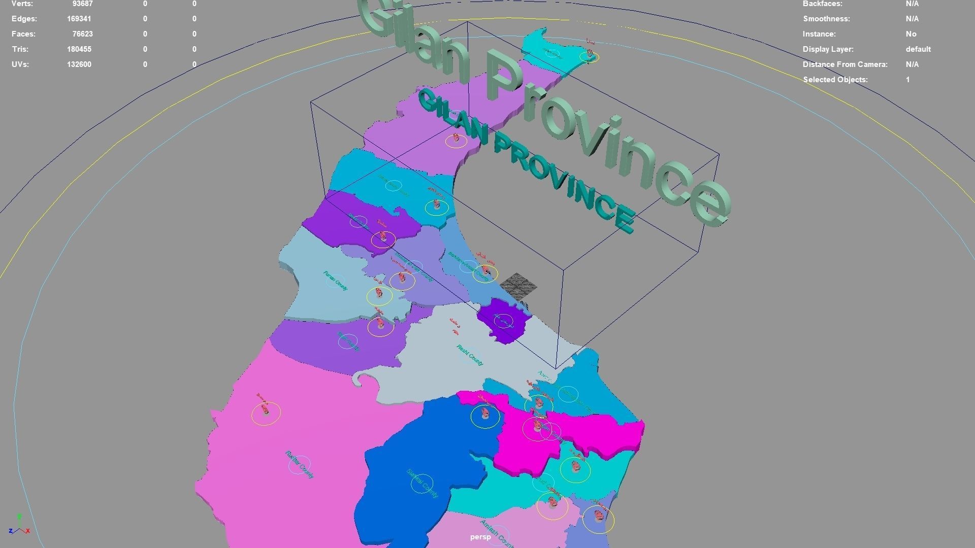 Gilan Province  Iran map region geography political geographic 3D model_2