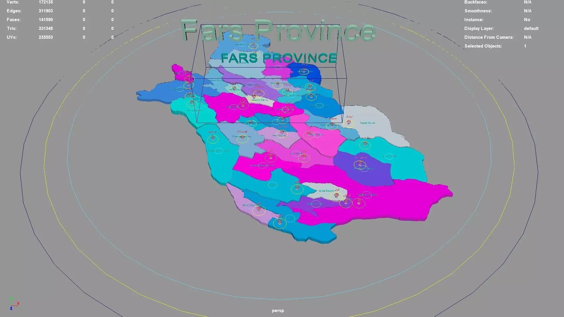 Fars Province  Iran map region geography political geographic 3D model_0