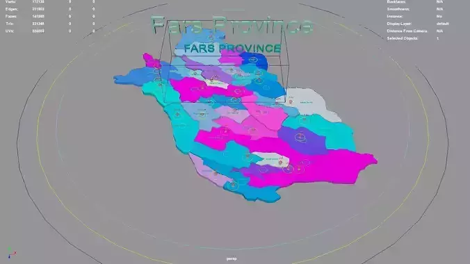 Fars Province  Iran map region geography political geographic 3D model