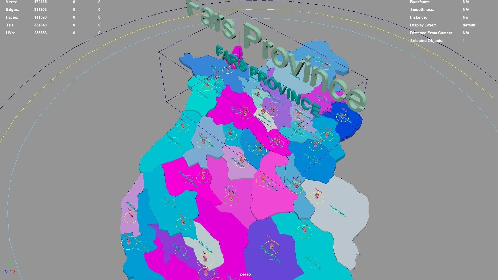 Fars Province  Iran map region geography political geographic 3D model_2