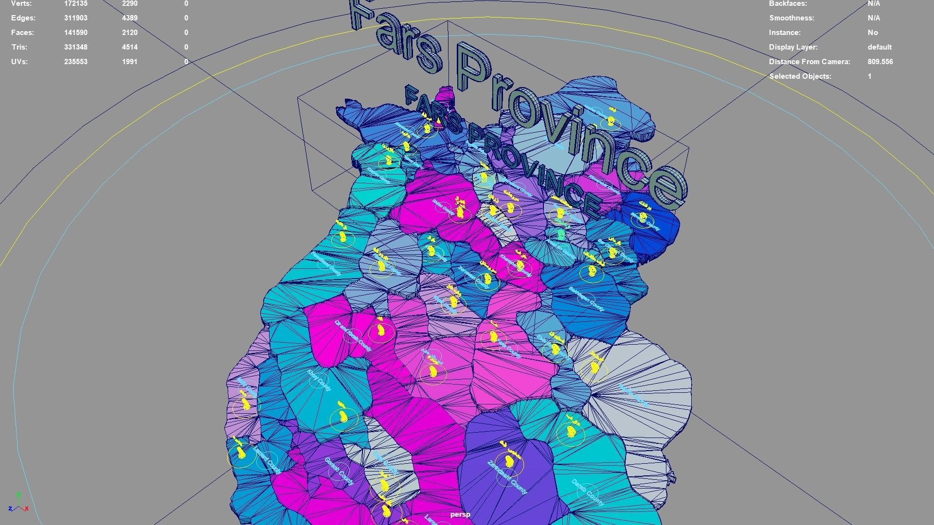 Fars Province  Iran map region geography political geographic 3D model_5