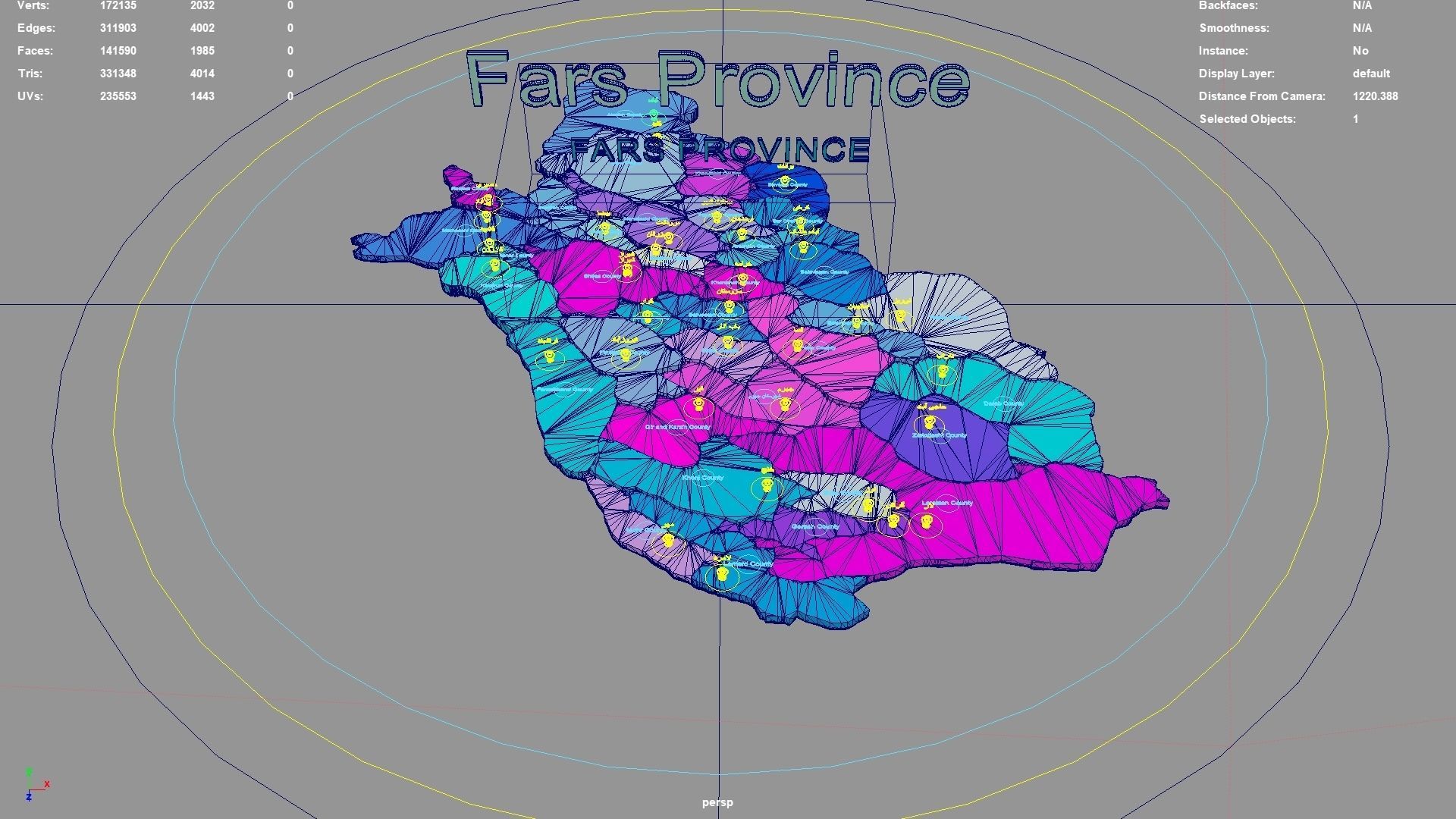 Fars Province  Iran map region geography political geographic 3D model_3