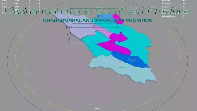 Chaharmahal and Bakhtiyari Province Iran map region geography 3D model