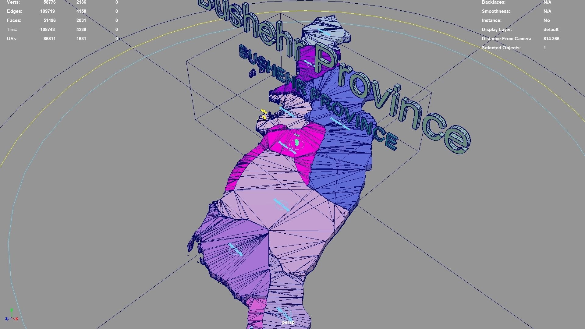 Bushehr Province  Iran map region geography political geographic 3D model_5