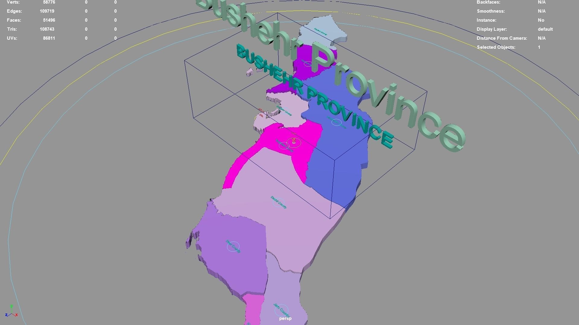 Bushehr Province  Iran map region geography political geographic 3D model_2
