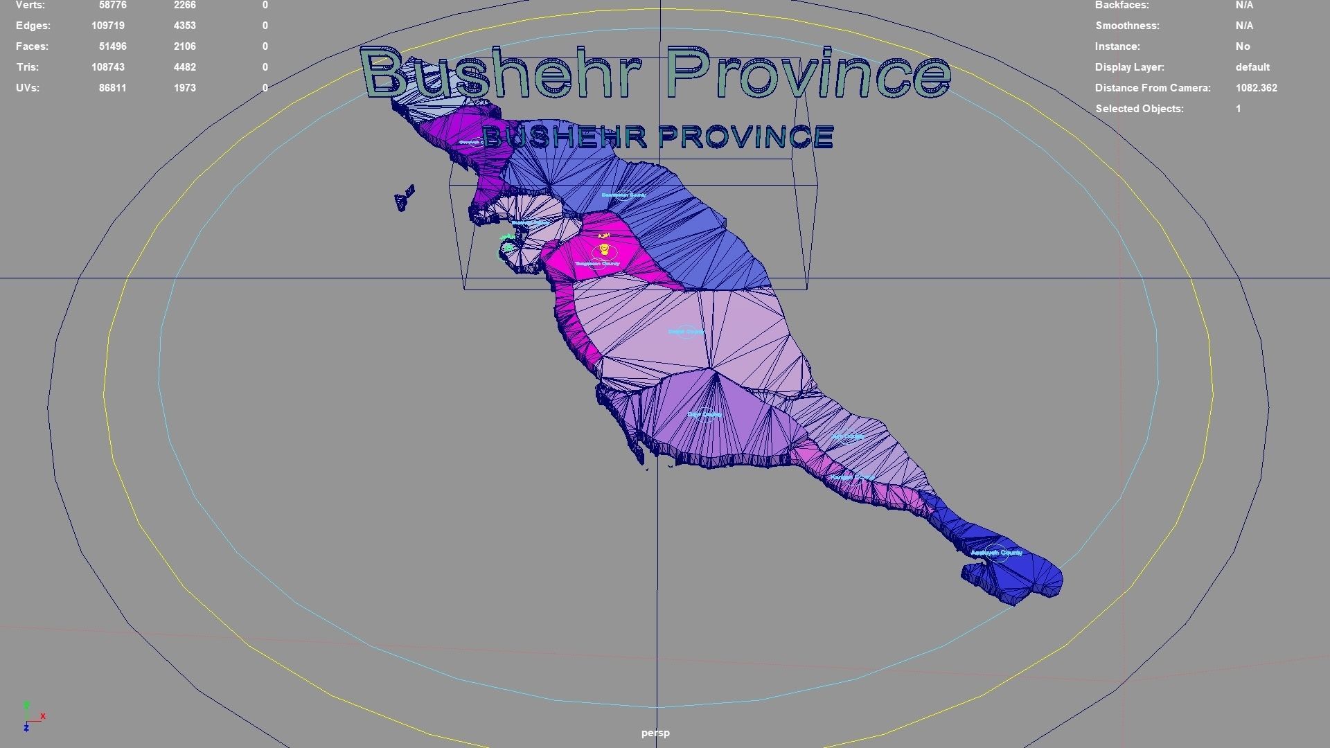 Bushehr Province  Iran map region geography political geographic 3D model_3
