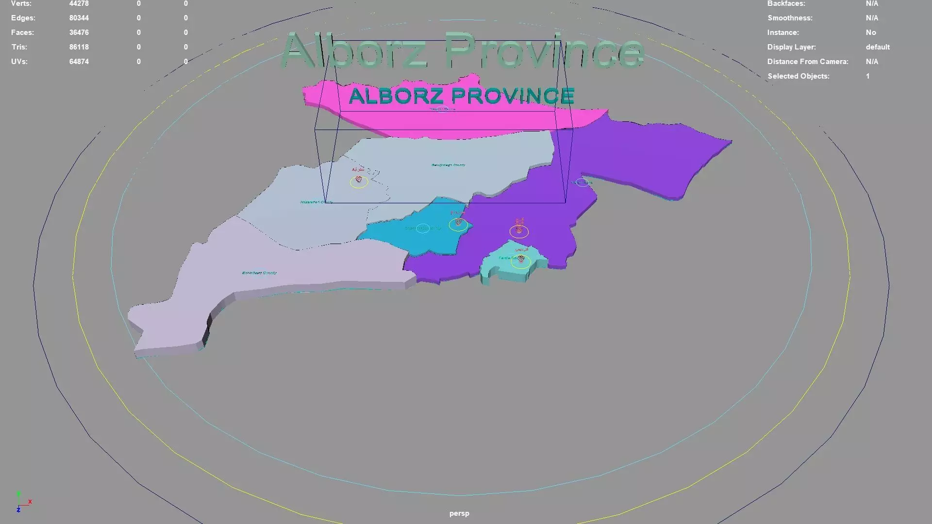 Alborz Province Iran map region geography political geographic 3D model
