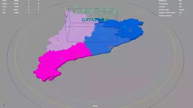Catalonia Spain map region geography political geographic 3D model