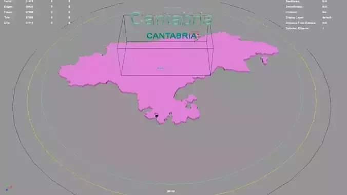 Cantabria  Spain map region geography political geographic 3D model