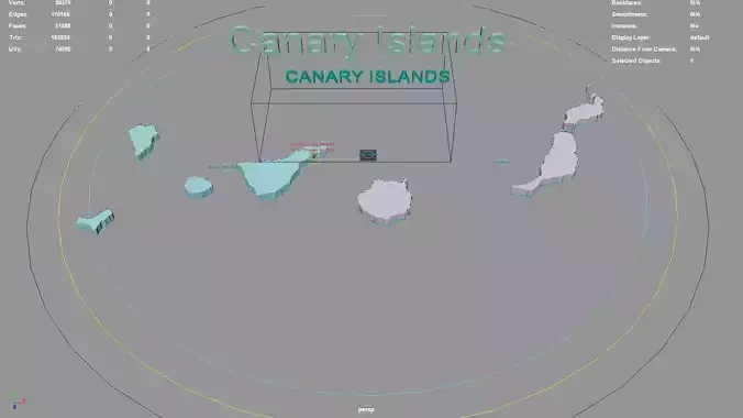 Canary Islands  Spain map region geography political geographic 3D model