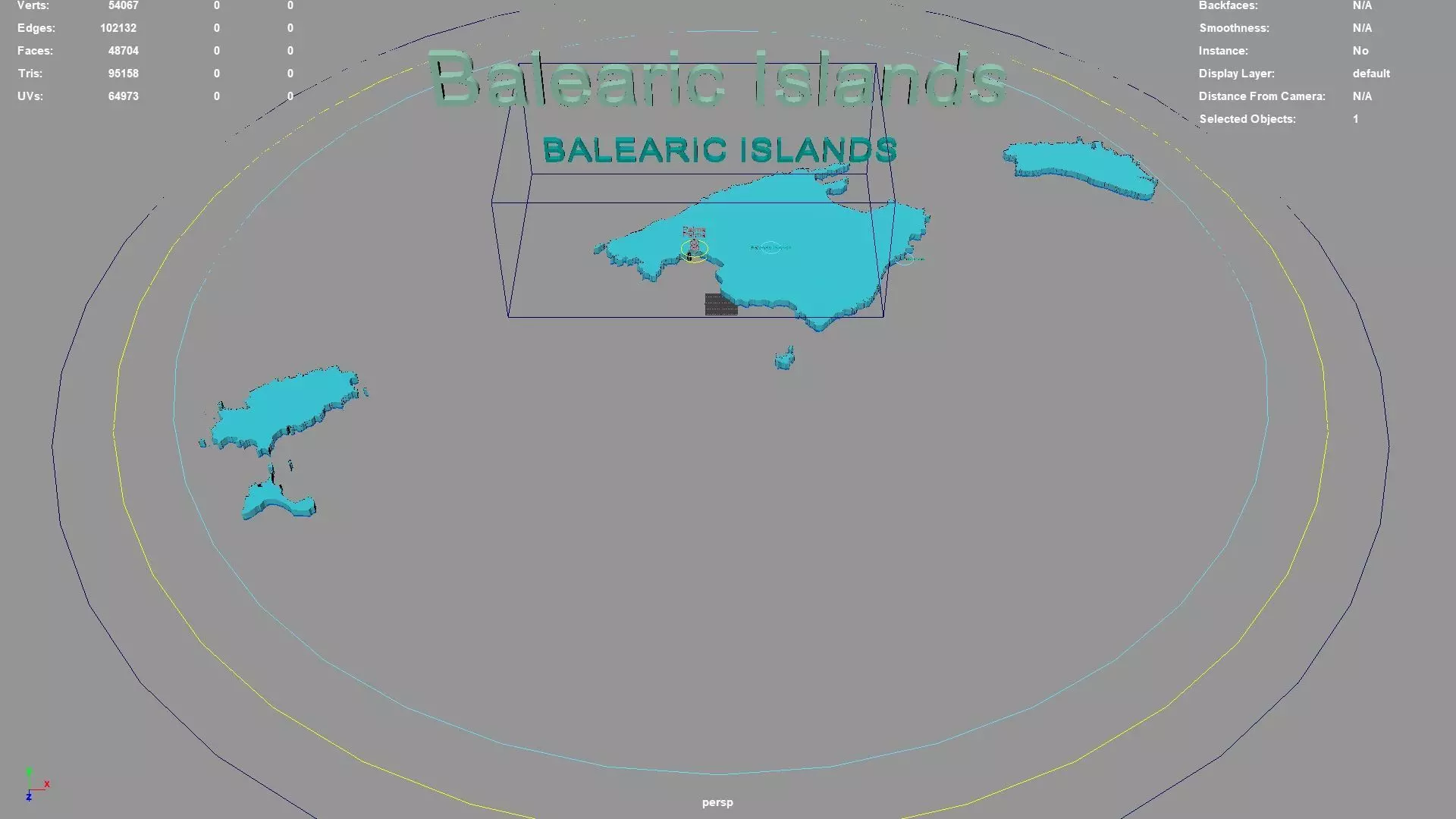 Balearic Islands Spain map region geography political 3D model rigged ...
