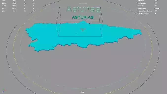 Asturias Spain map region geography political geographic 3D model