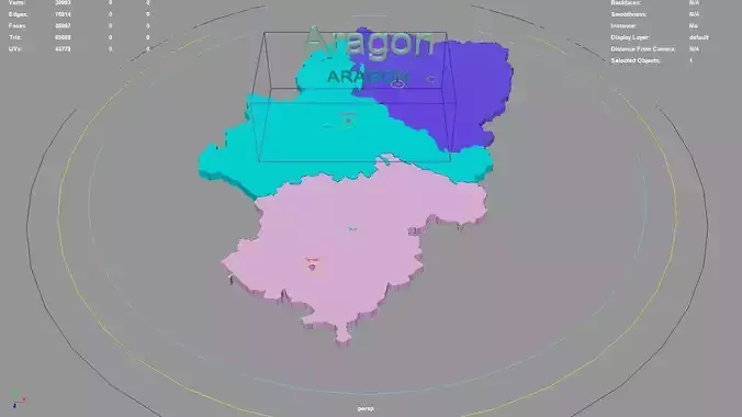 Aragon  Spain map region geography political geographic 3D model