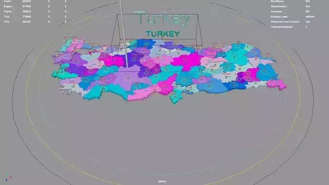 Turkey map region geography political geographic administrative 3D model