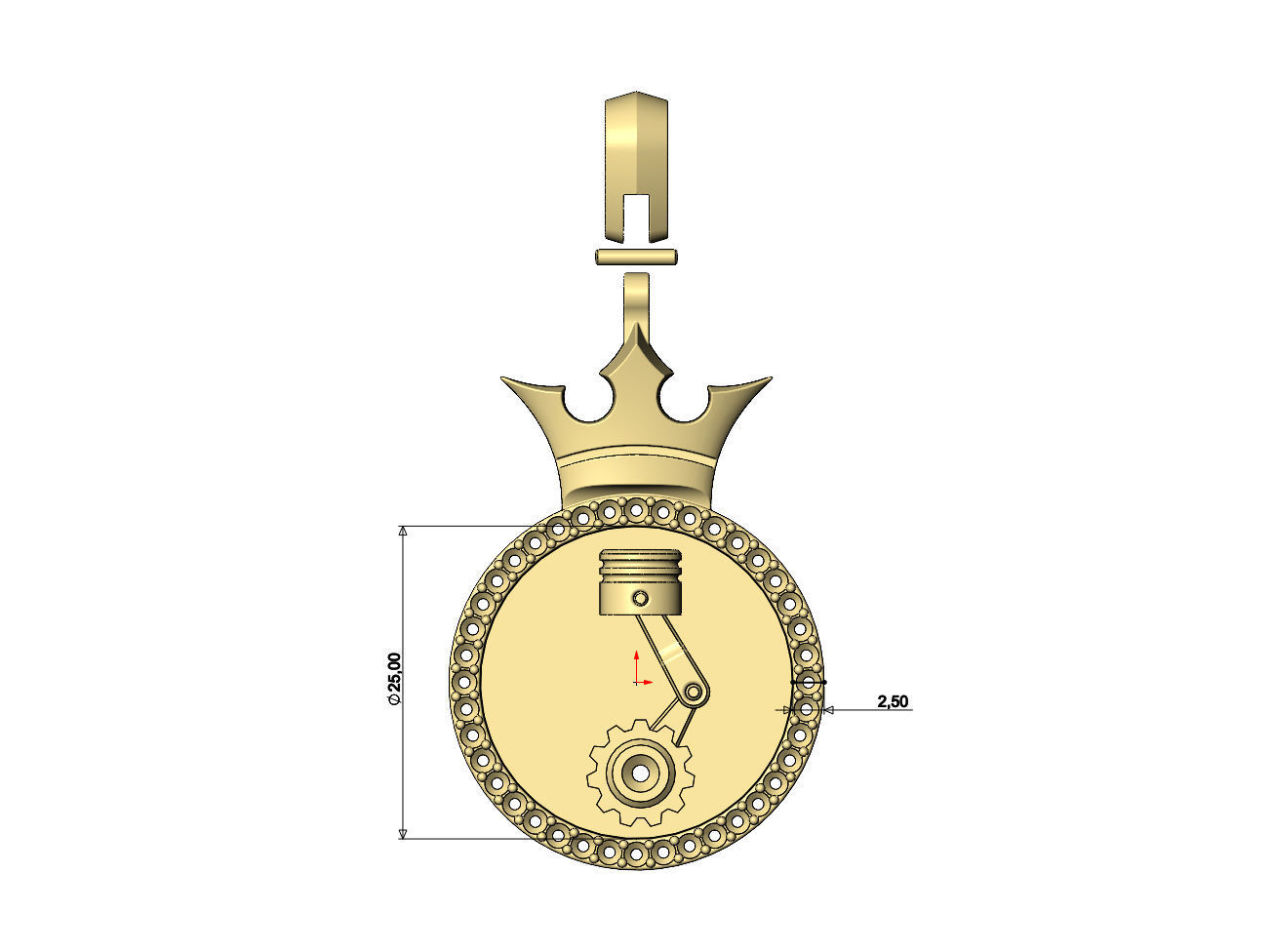 Diamond simple crown engine motor pendant 3D print model_6