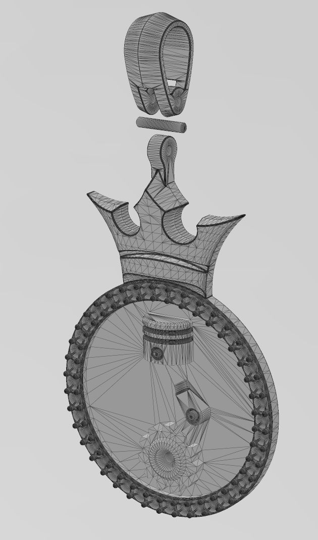 Diamond simple crown engine motor pendant 3D print model_11