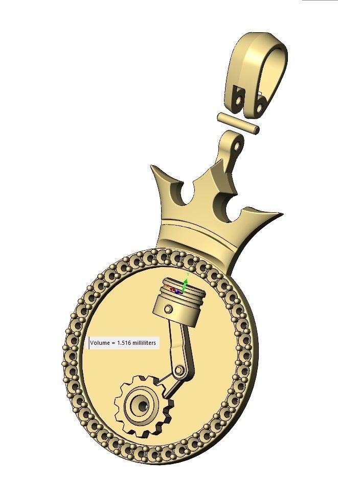 Diamond simple crown engine motor pendant 3D print model_10
