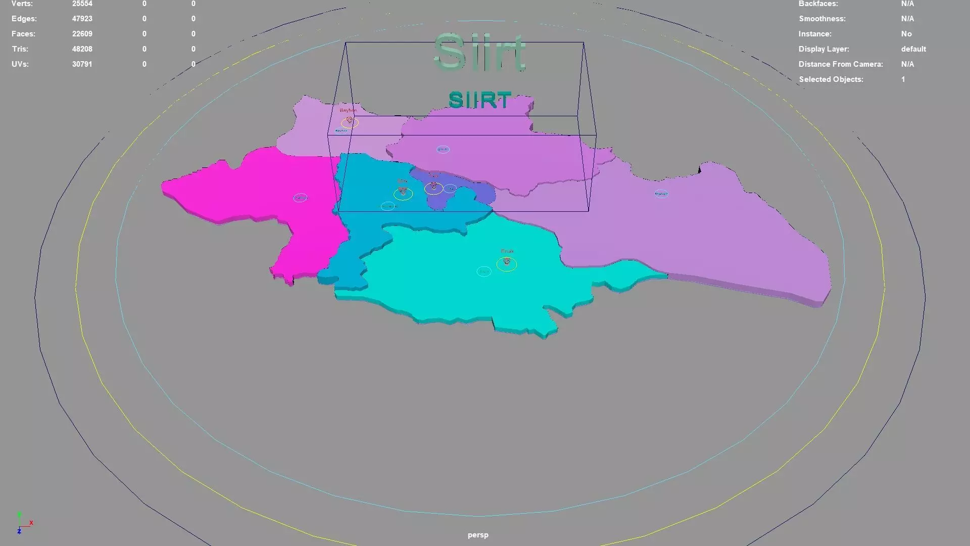 Siirt Southeastern Anatolia Region Turkey map region geography 3D model