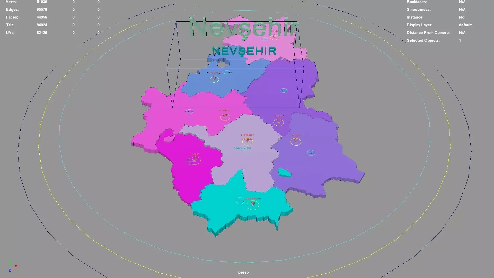 Nevsehir Central Anatolia Region Turkey map region geography 3D model