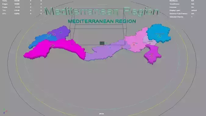 Mediterranean Region Turkey map region geography political 3D model