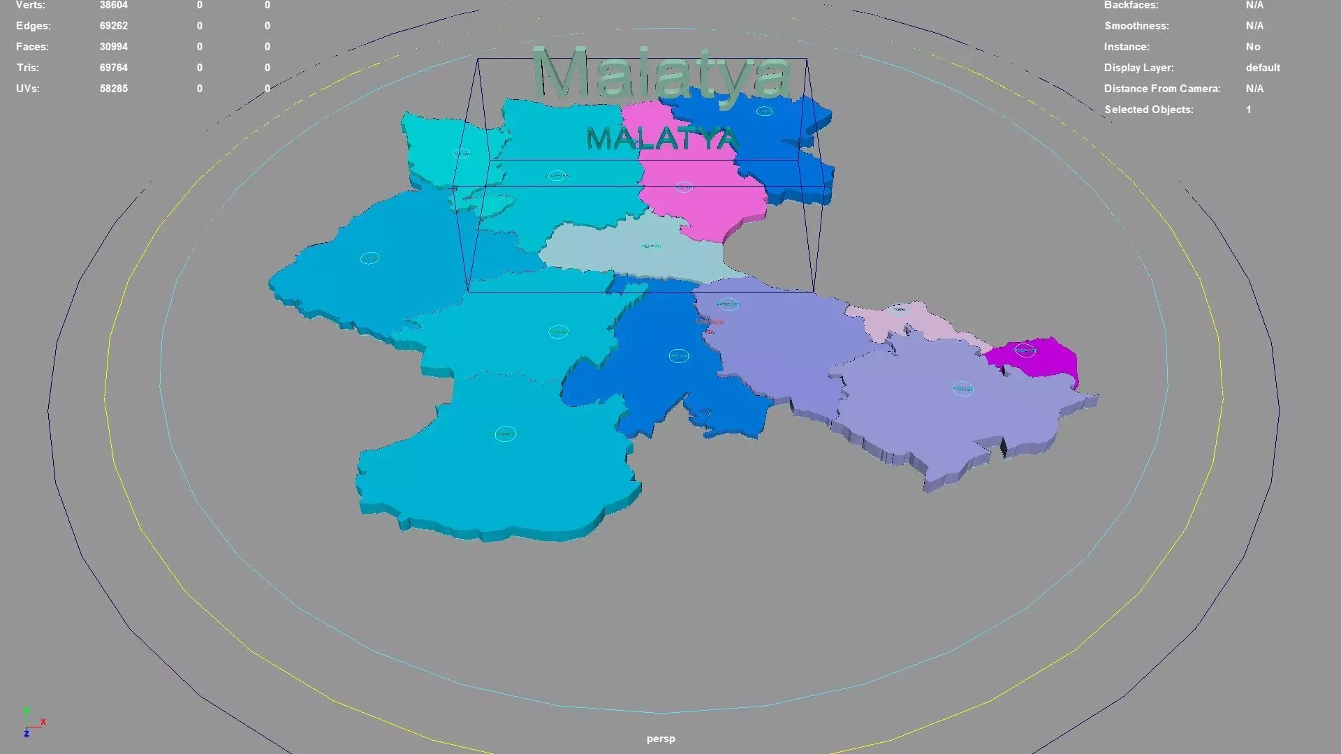 Malatya Eastern Anatolia Region Turkey map region geography 3D model