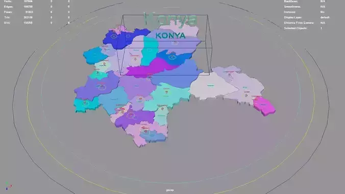 Konya  Central Anatolia Region  Turkey map region geography 3D model