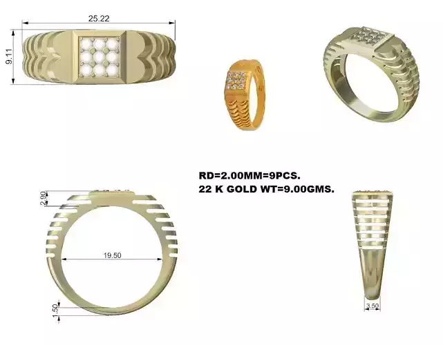 Engagement Ring for Him Mens Wedding Ring 3D print model