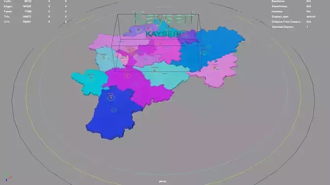 Kayseri  Central Anatolia Region  Turkey map region geography 3D model
