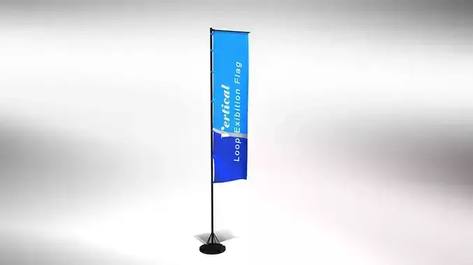 Vertical Flag - Animated Exhibition Flag Low-poly 3D model
