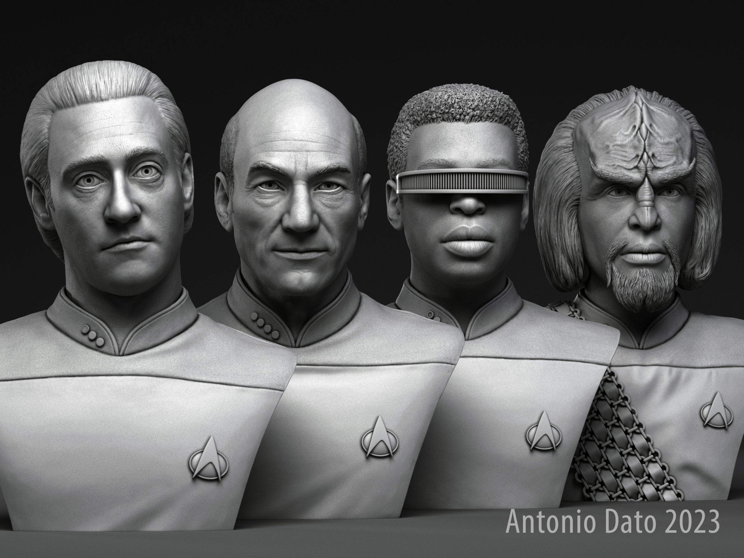 Picard Data La Forge and Worf 3D Model Collection_4