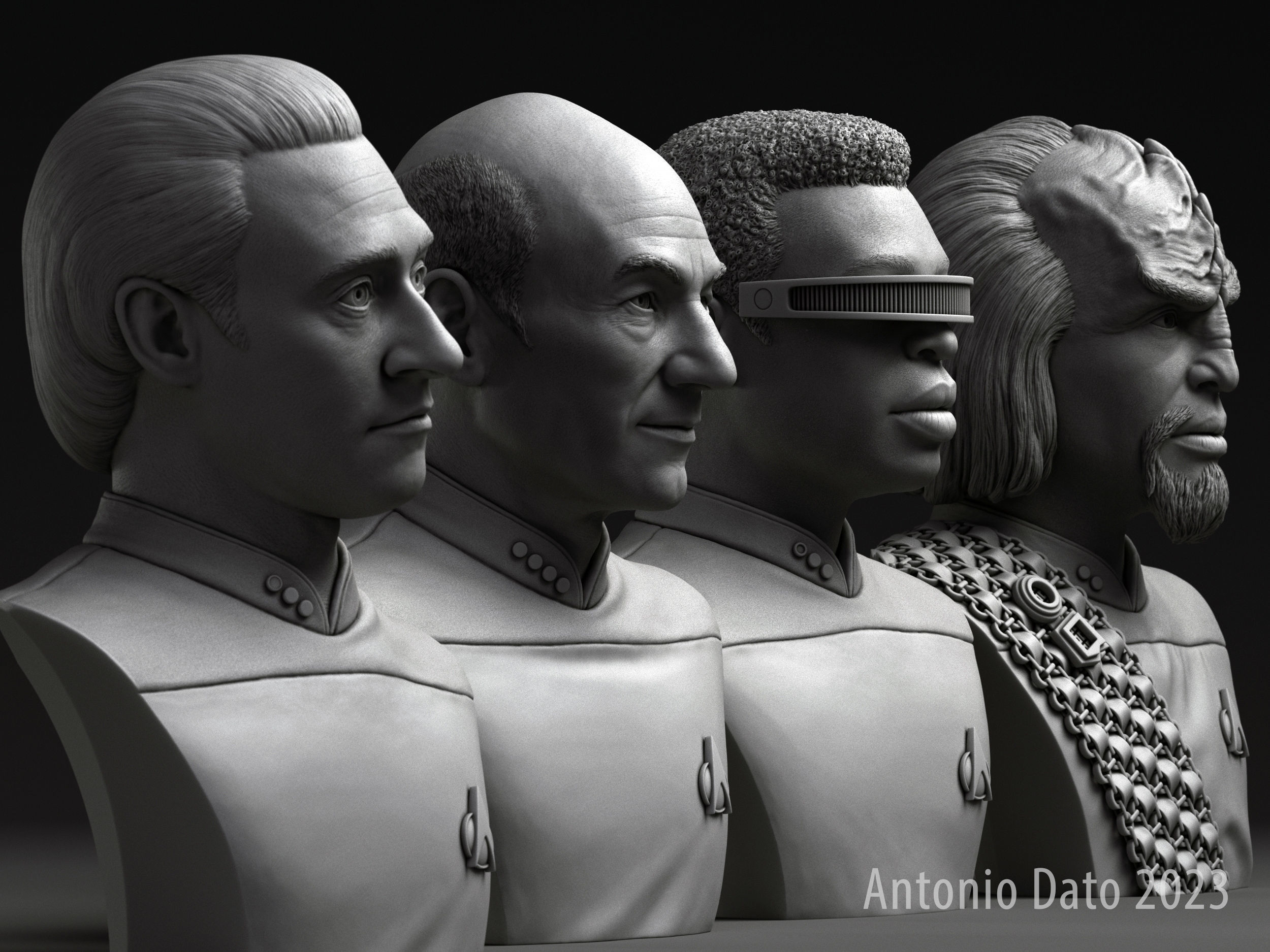 Picard Data La Forge and Worf 3D Model Collection_3