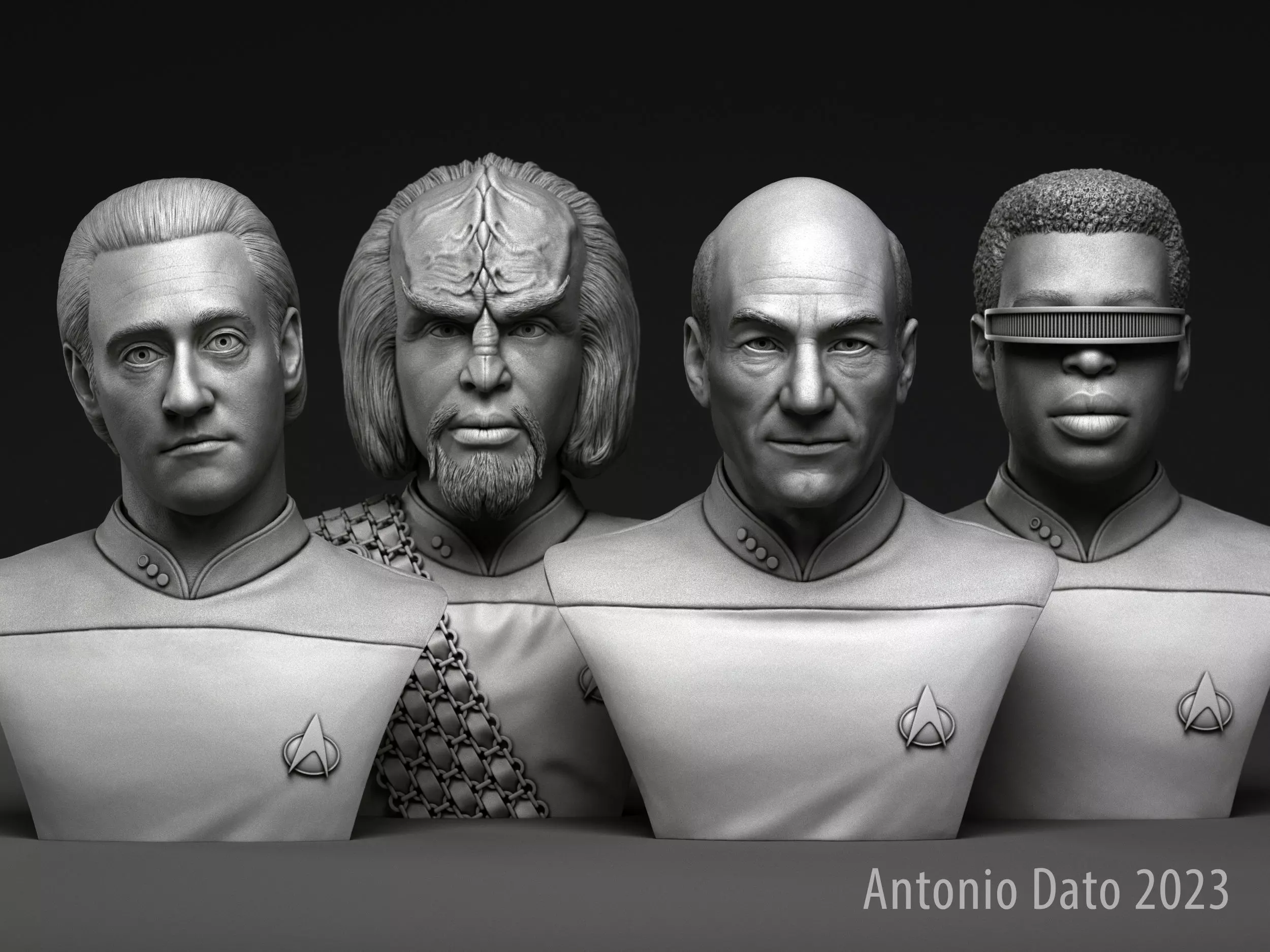 Picard Data La Forge and Worf 3D Model Collection_0