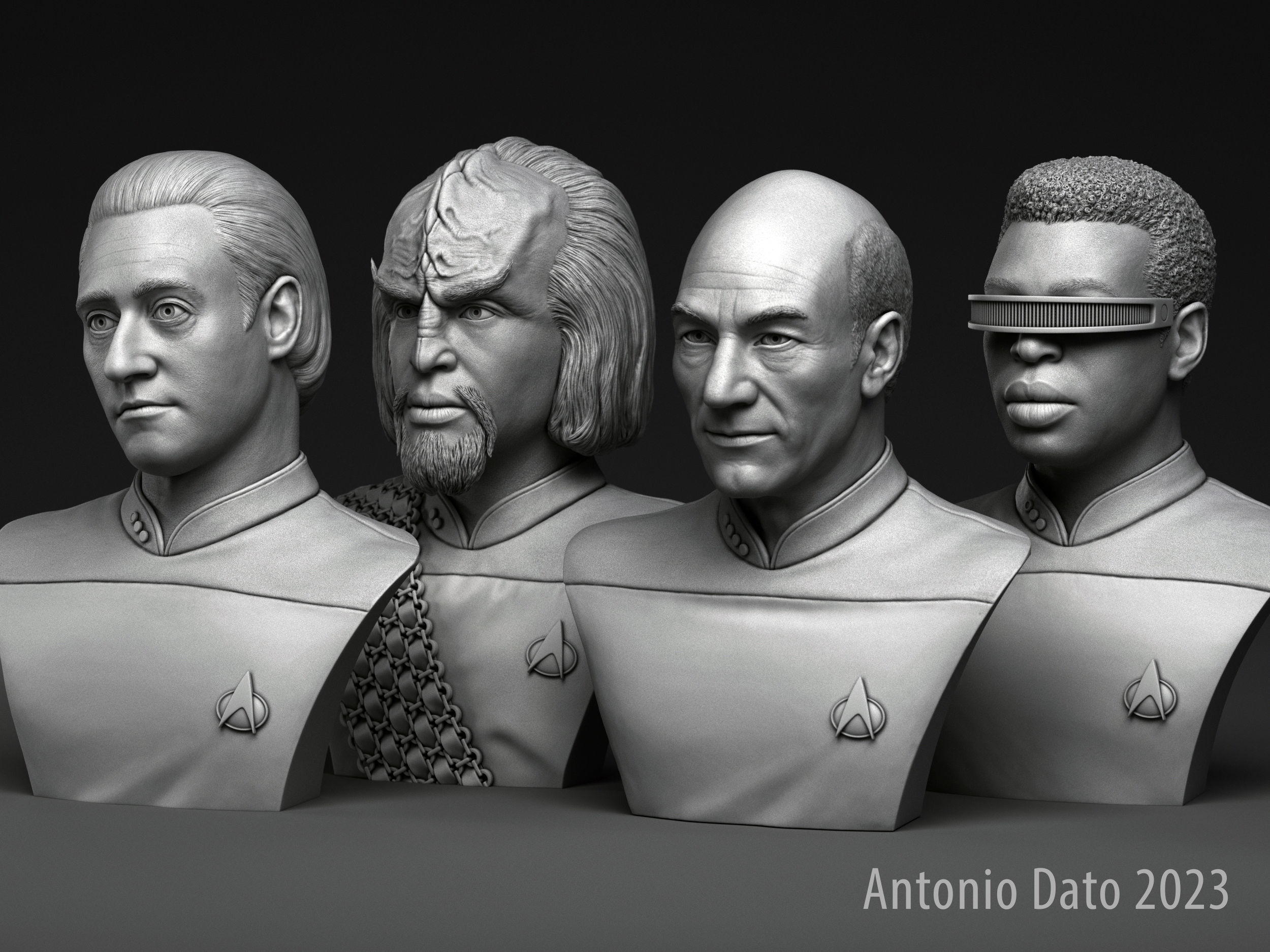 Picard Data La Forge and Worf 3D Model Collection_1