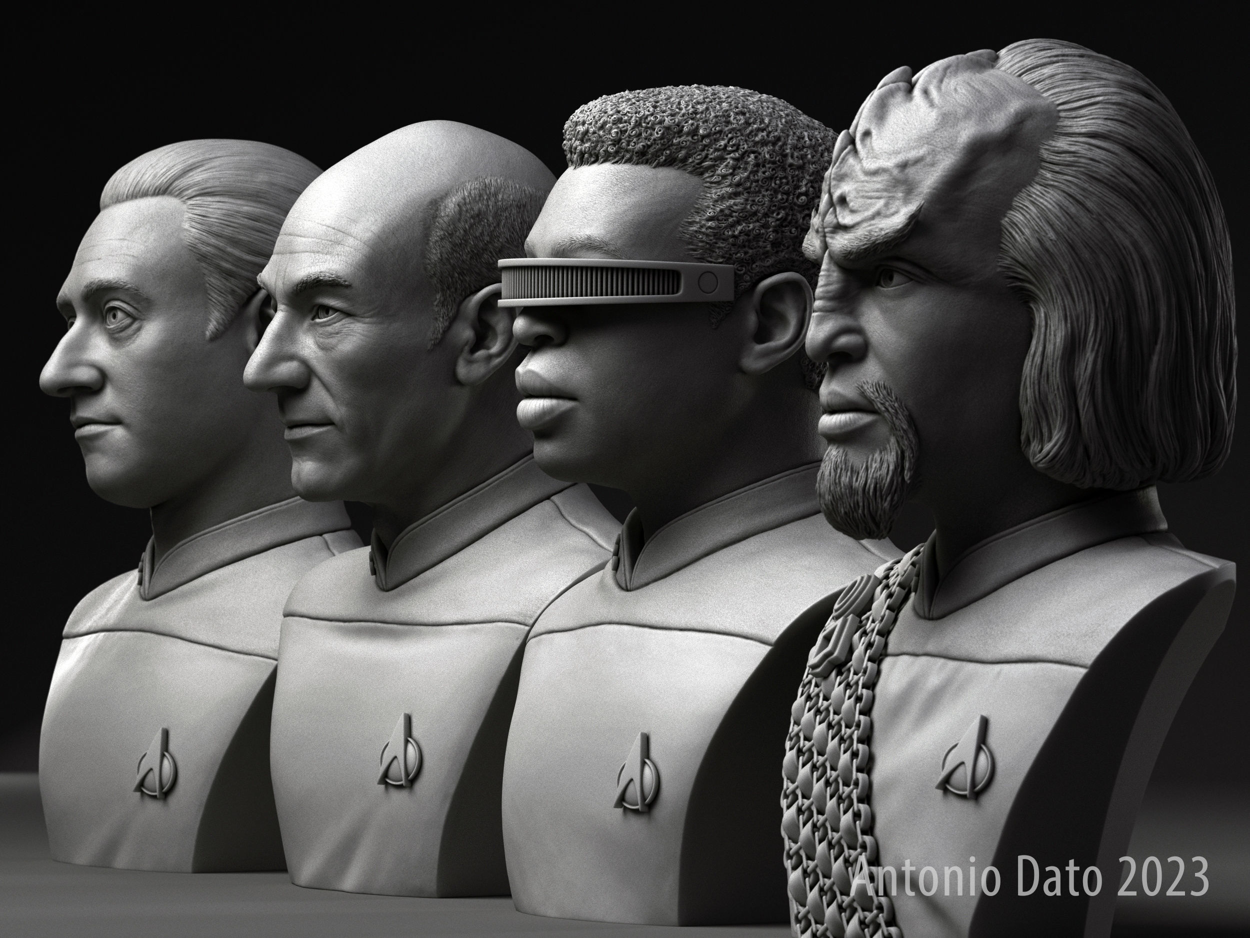 Picard Data La Forge and Worf 3D Model Collection_5