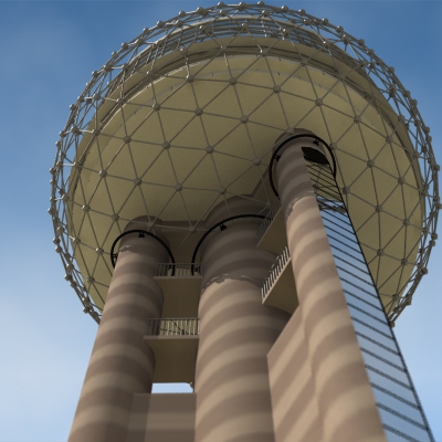 Reunion Tower Dallas Texas 3D model_11