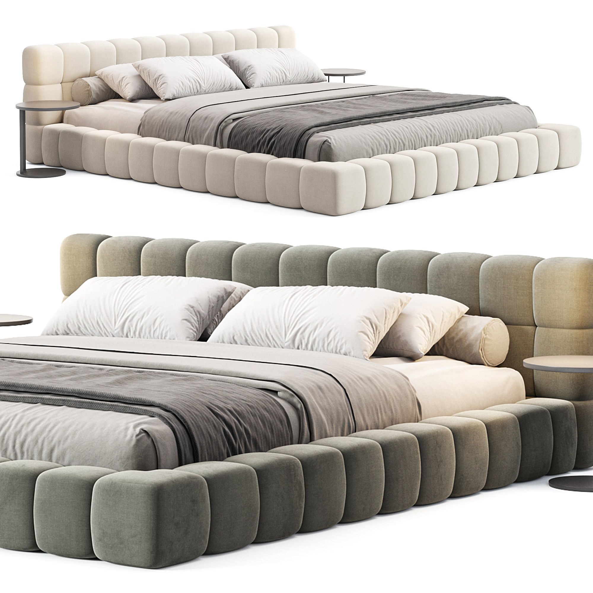 Aurora Technical Fabric Contemporary Bed Frame Queen Size 3D model_1