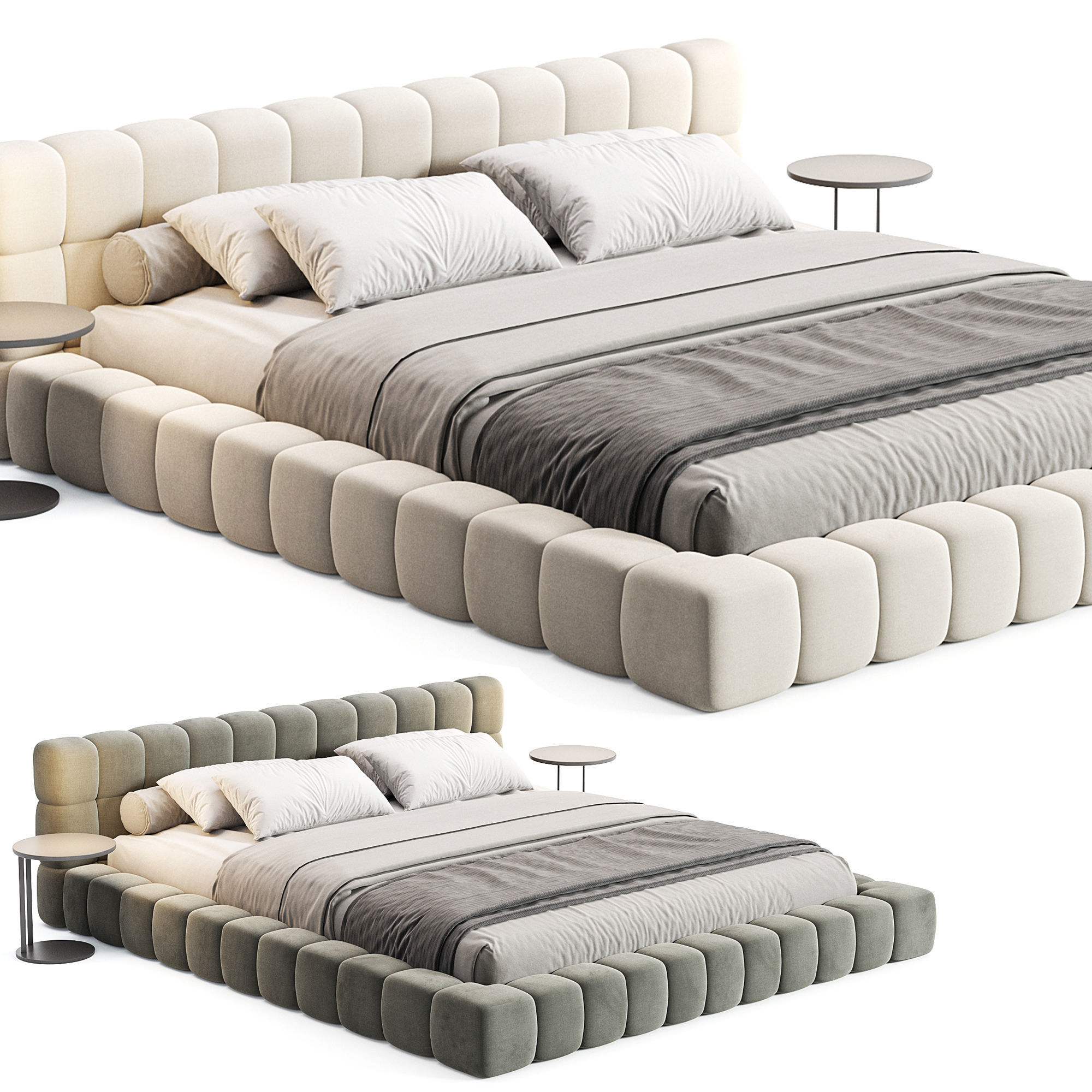 Aurora Technical Fabric Contemporary Bed Frame Queen Size 3D model_2